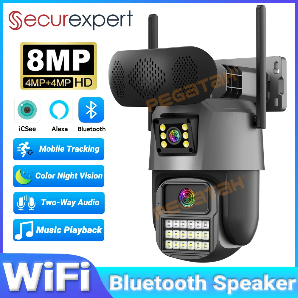 Audiovision Music Player - Caméra de sécurité extérieure 8MP avec