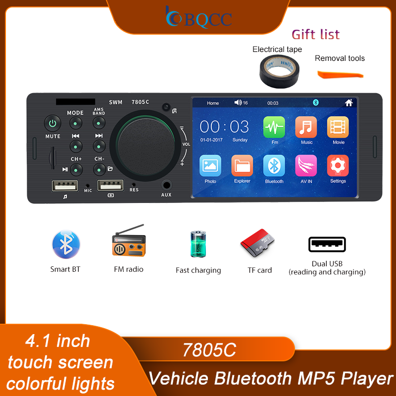 Audio Universal Music - BQCC-Autoradio Bluetooth à écran tactile, lecteur