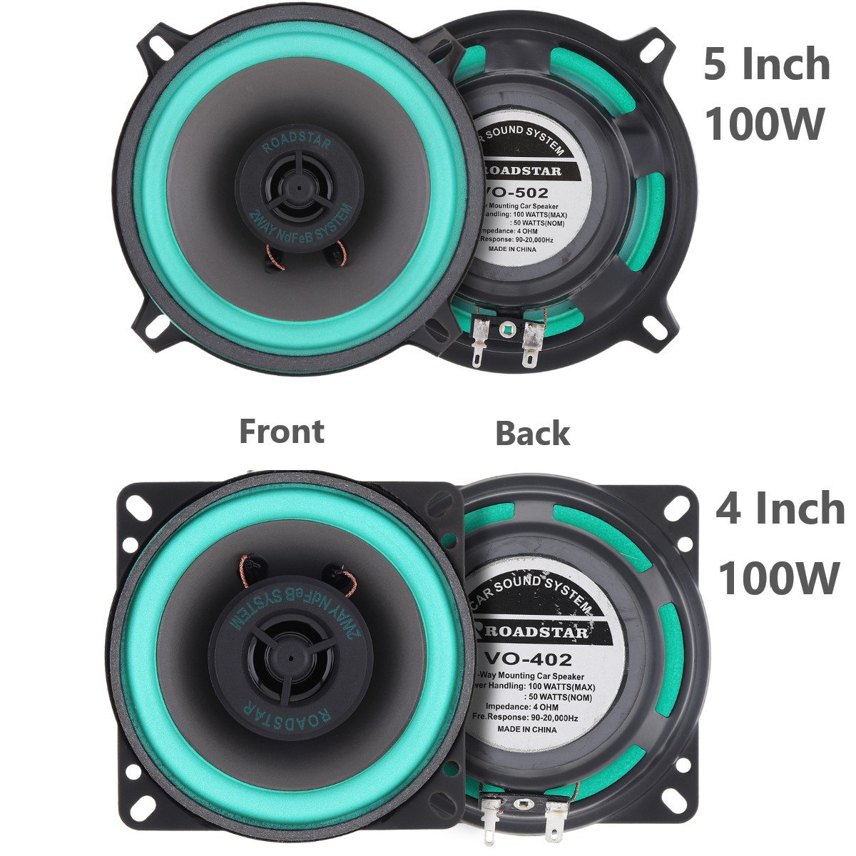 Audio Universal Music - 4 pouces/5 pouces 100W haut-parleurs coaxiaux